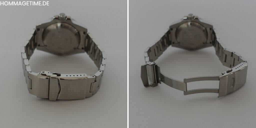 Bandschließe des SD1953 Armbandes geschlossen und offen